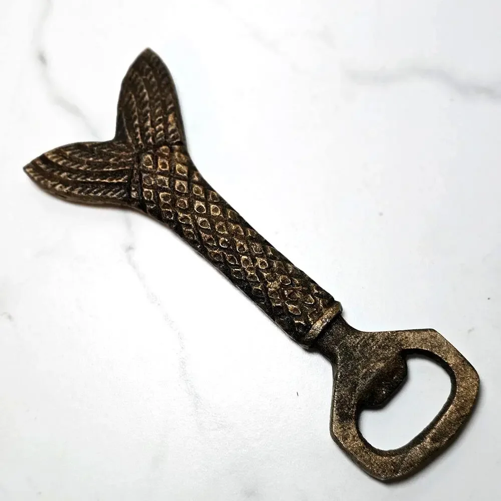 Rustic Mermaid Tail Metal Bottle Opener Coastal Decor